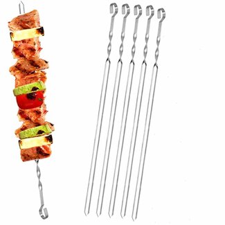 Merkloos Grill Spies - BBQ Spiesen - Vlees/Groente/Vis Spies - RVS - 38 cm - 5 stuks