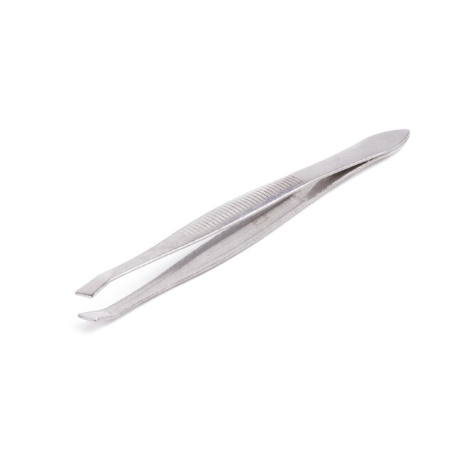 Benson Set van 12 schuine epileerpincetten - roestvrij staal - handgemaakt - 9 cm