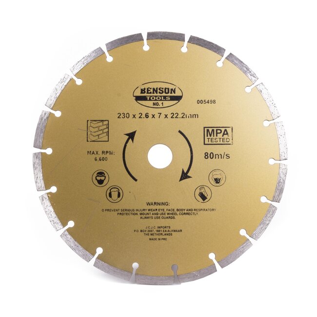 Benson Universele diamantschijf - getand - 230 mm - lange levensduur - 6600 t/min