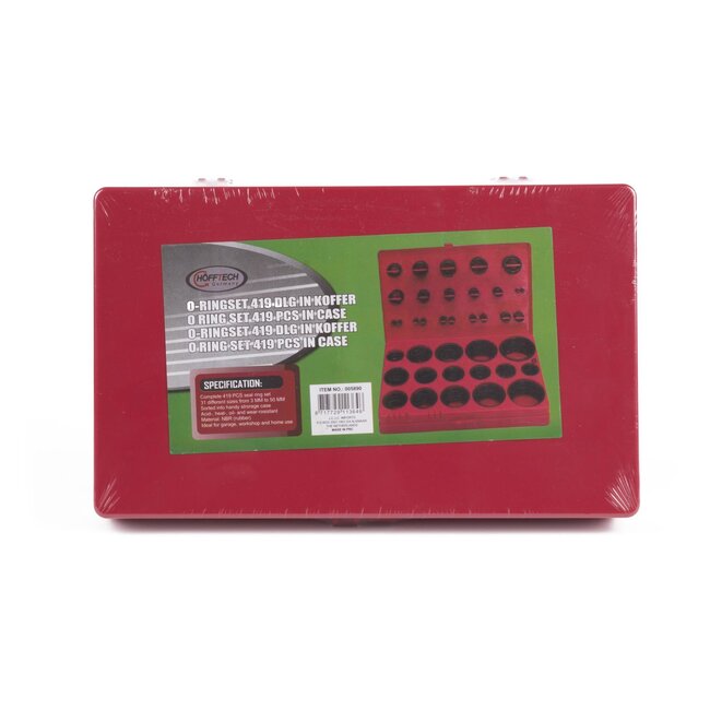Hofftech Universele afdichtingsringen set - 419 delig - NBR rubber - Diverse maten - In handige koffer