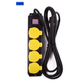 Benson Stekkerdoos - 4-voudig - Spatwaterdicht - 3 meter kabel - Met schakelaar - Zwart Benson Stekkerdoos - 4-voudig - Spatwaterdicht - 3 meter kabel - Met schakelaar - Zwart