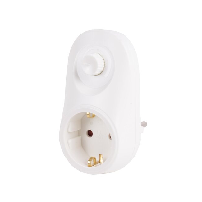 Benson Stopcontact met dimmer - randaarde - wit - kinderbeveiliging