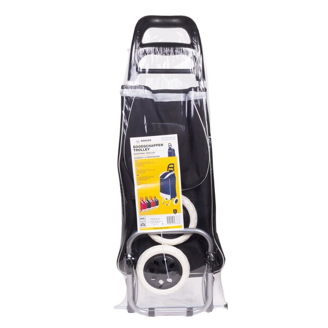 Benson Inklapbare boodschappentrolley - 40 liter - ergonomisch handvat - zwart - 92 cm hoog
