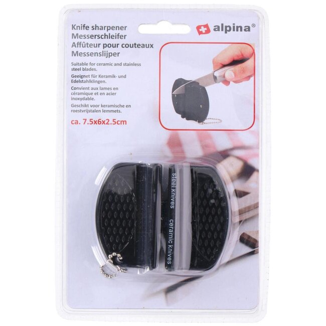 Alpina Compacte messenslijper - keramiek en staal - zwart - 7 x 6 cm