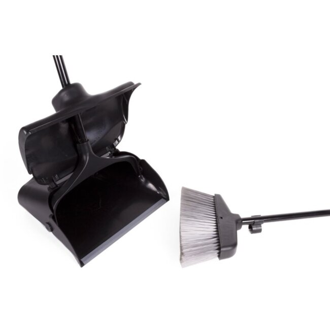 Benson Stoffer & blik met steel en deksel - kunststof - zwart - 95 x 30 x 25 cm