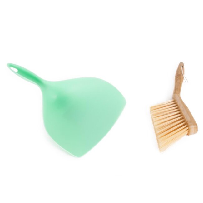 Benson Stoffer en blik mini - bamboe - compact - duurzaam - 30 x 20 cm - wit of mintgroen