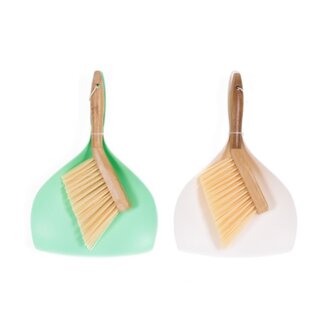 Benson Stoffer en blik mini - bamboe - compact - duurzaam - 30 x 20 cm - wit of mintgroen