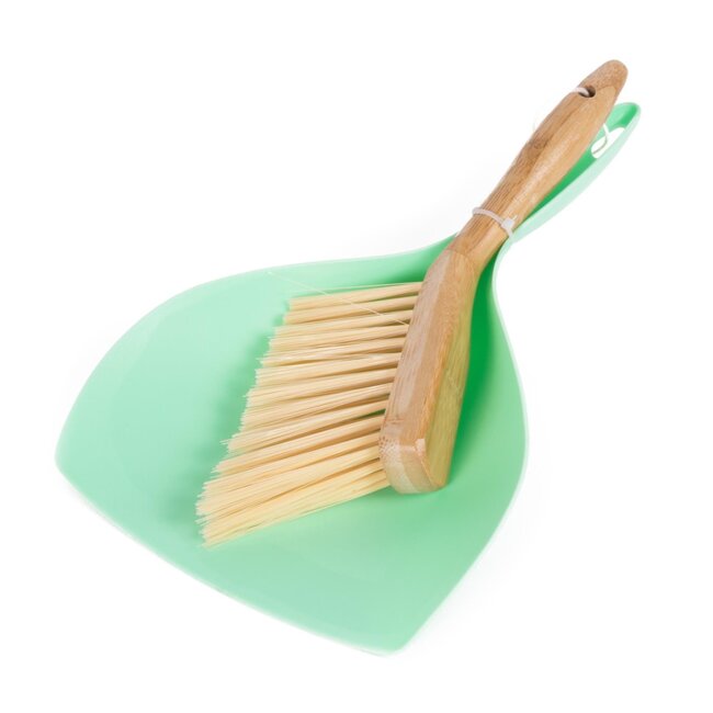 Benson Stoffer en blik mini - bamboe - compact - duurzaam - 30 x 20 cm - wit of mintgroen