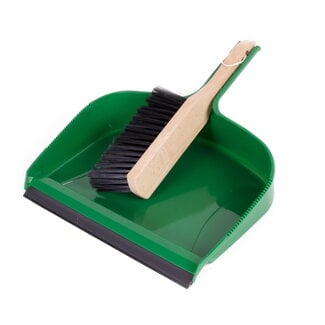 Benson Stoffer & blik set - kunststof - groen - 38 x 33 x 6 cm - zachte borstelharen - ophanghaak