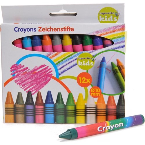 Top Write Gekleurde Waskrijtjes - Ø 10 mm - 12 stuks Top Write Gekleurde Waskrijtjes - Ø 10 mm - 12 stuks