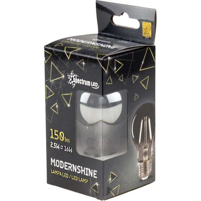 TooLight Filament LED lamp - Smoke look - Warmwit 4000K - E27 fitting - Bolvorm G60 - 2.5W - Spatwaterdicht IP54