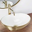 REA Ovale opzetwastafel - keramiek - geborsteld goud en glans wit - 41x34,5x15 cm - zonder overloop