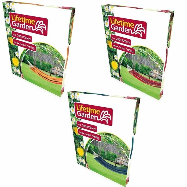 Lifetime Eenpersoons hangmat - Kleurenmix - 200 x 120 cm - Zonder standaard