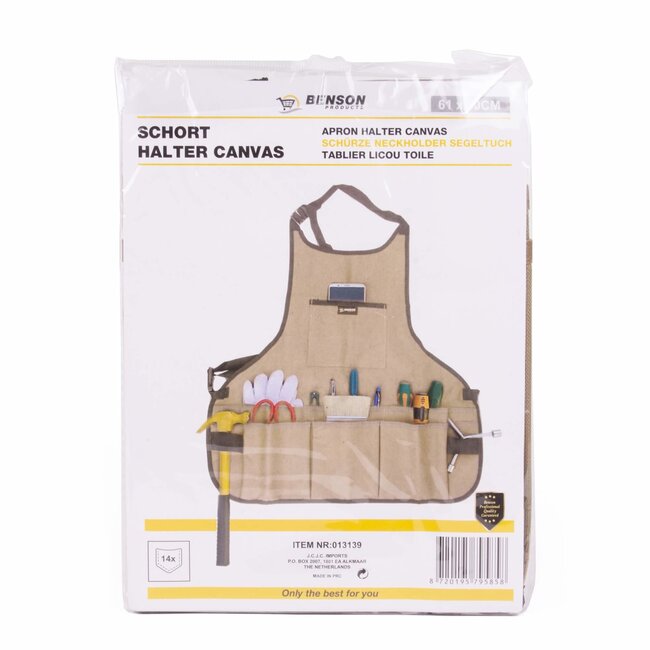 Benson Gereedschapschort - Canvas - 14 vakken - 61 x 60 cm - Bruin