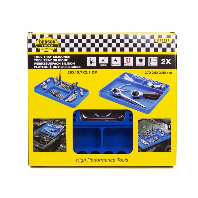 Benson Gereedschapsbak - siliconen - blauw - 2-delig - antislip - met magnetisch bakje
