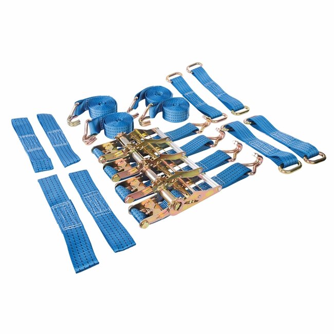 Silverline Complete set sjorbanden voor autotransport - 16-delig - 3 meter - 4000 kg capaciteit