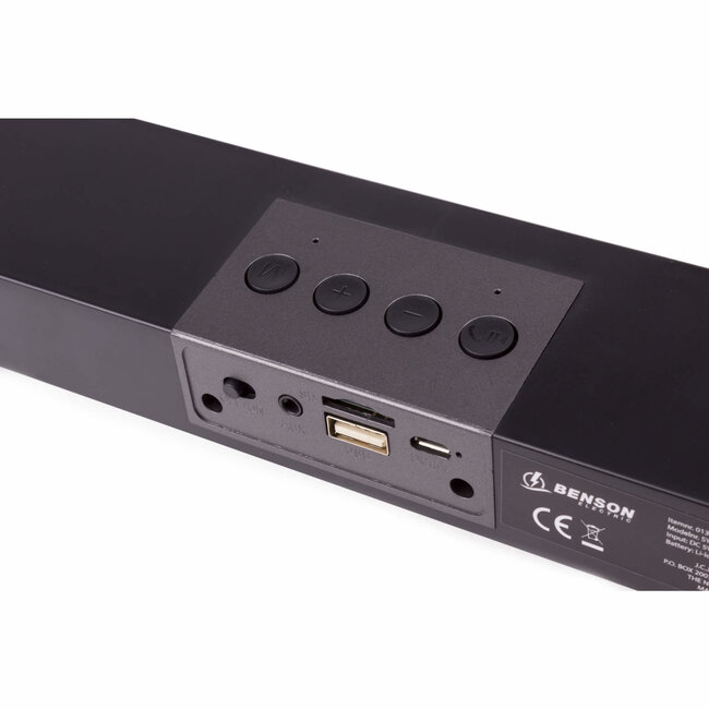 Benson Mini soundbar - Bluetooth - Compact - Zwart - 38 x 6 x 7 cm
