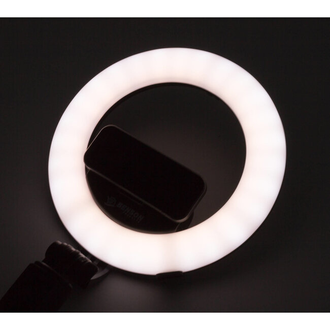 Benson Selfie stick met statief - LED ringlamp - driepoot - zwart - 90 cm