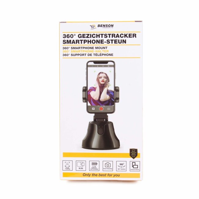 Benson Telefoonhouder met gezichtstracking - 360° rotatie - 56-100 mm - zwart
