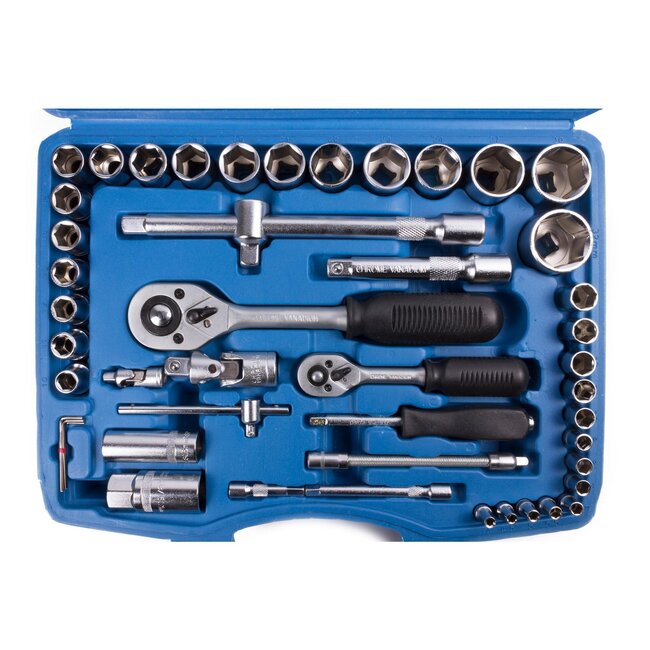 Benson Complete dopsleutelset - 61-delig - 1/4" en 1/2" opname - Inclusief stevige koffer