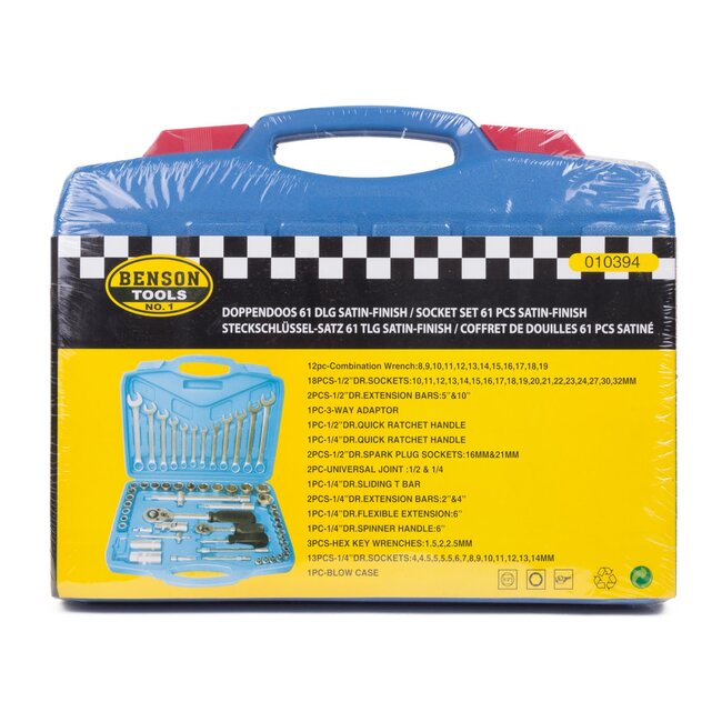 Benson Complete dopsleutelset - 61-delig - 1/4" en 1/2" opname - Inclusief stevige koffer