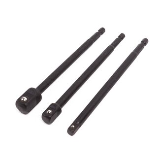 Benson Boormachine verloopset - 3 adapters - 1/4", 3/8", 1/2" - 150 mm - met kogelvergrendeling