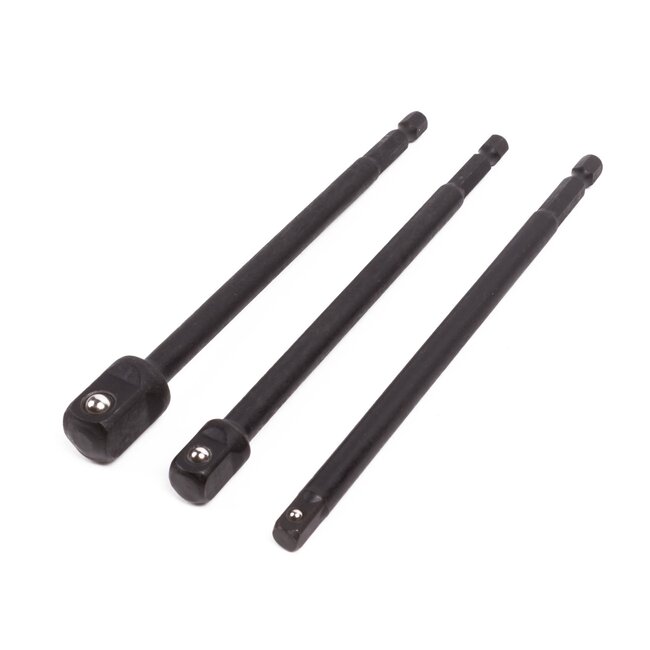 Benson Boormachine verloopset - 3 adapters - 1/4", 3/8", 1/2" - 150 mm - met kogelvergrendeling