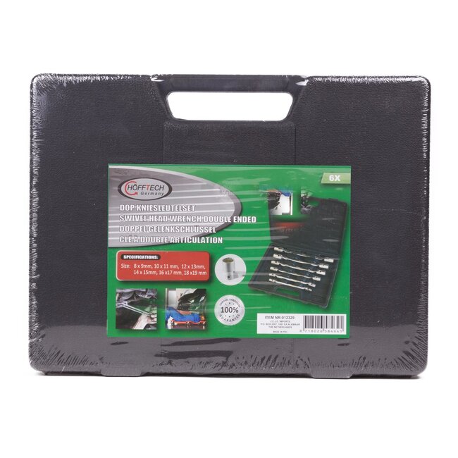 Hofftech Kniesleutelset - 12-kantige doppen - Hoogglans verchroomd - 6-delig - Inclusief koffer