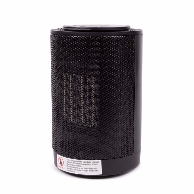 Benson Compacte keramische ventilator heater - 600/1200 watt - zwart - Ø 14 cm