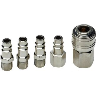 Hofftech GAV Lucht Euro Koppeling Set 1/4" - 5 delig