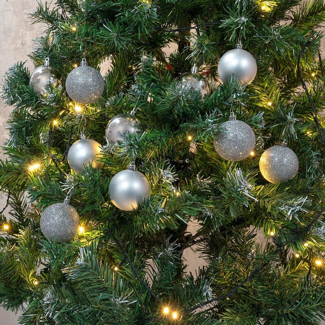 Christmas Gifts Kerstballen Set - Kunststof - Ø6 cm - Zilver - Onbreekbaar - 10 Stuks