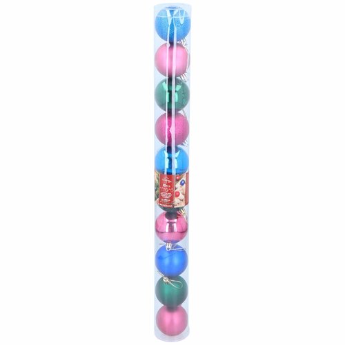 Christmas Gifts Kerstballen Set in Koker - Kunststof - Ø6 cm. - Multi Color - 10 Stuks Christmas Gifts Kerstballen Set in Koker - Kunststof - Ø6 cm. - Multi Color - 10 Stuks