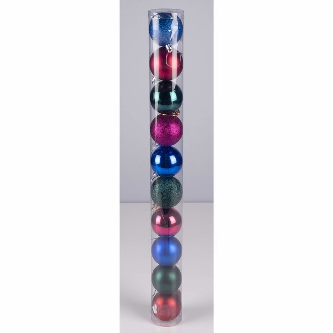 Christmas Gifts Kerstballen Set - Kunststof - Ø6 cm - Multicolor - 10 stuks - Onbreekbaar