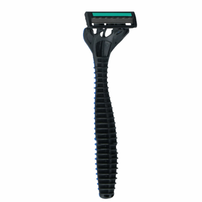 Merkloos Scheermes set - Comfortabel scheren - 3 houders - 4 messen - Blauw/Zwart