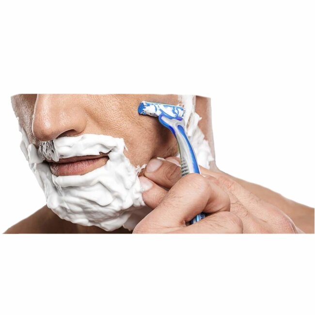 Merkloos Scheermes set - Comfortabel scheren - 3 houders - 4 messen - Blauw/Zwart