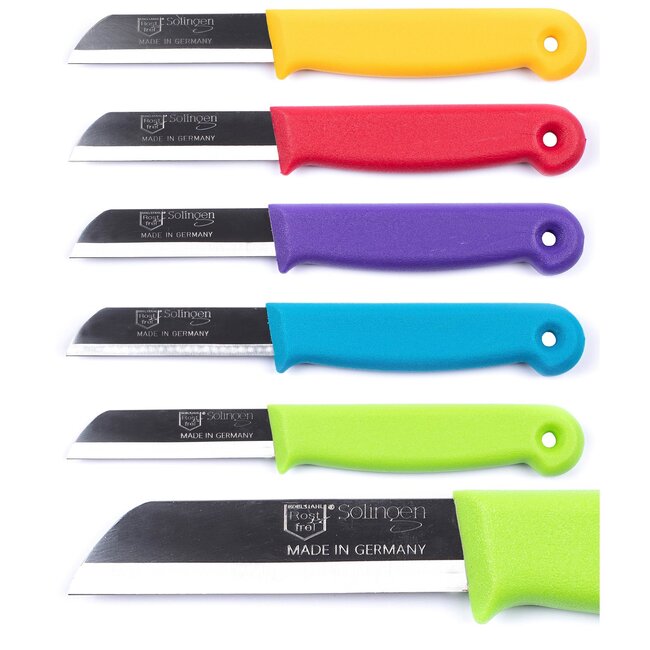 Solingen Schilmesjesset - rvs lemmet - schillen - 16 cm - kleurenmix - 10 stuks - met lemmetbeschermer - voor fruit en groente
