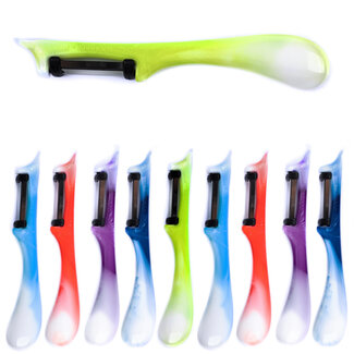 Solingen dunschiller - kunststof - draaibaar mes - 19 cm - assorti - 10 stuks - voor schillen van groenten, fruit en aardappelen