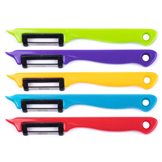 Solingen Dunschiller kunststof - 18 cm - assorti kleuren - 10 stuks - voor het schillen van aardappelen, fruit en groenten