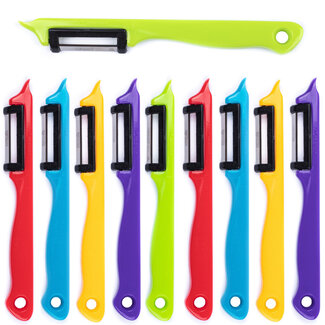 Solingen Dunschiller kunststof - 18 cm - assorti kleuren - 10 stuks - voor het schillen van aardappelen, fruit en groenten
