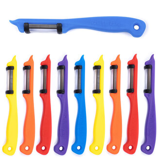 Solingen Dunschiller - kunststof - 18 cm lang - snijbreedte 3,6 cm - kleurassorti - 10 stuks - voor fruit en groente