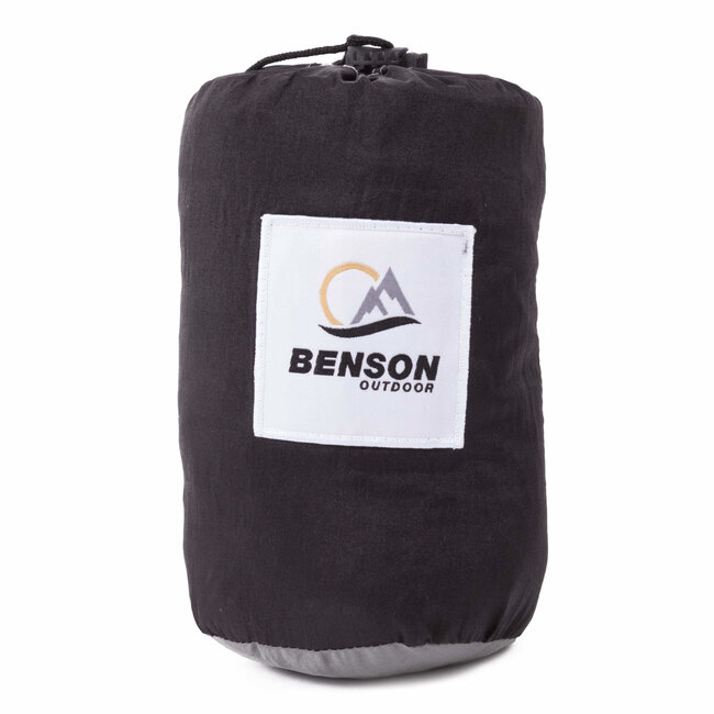 Benson Ultralichte hangmat - scheurbestendig nylon - 275x140 cm - grijs/zwart - inclusief bevestigingsset