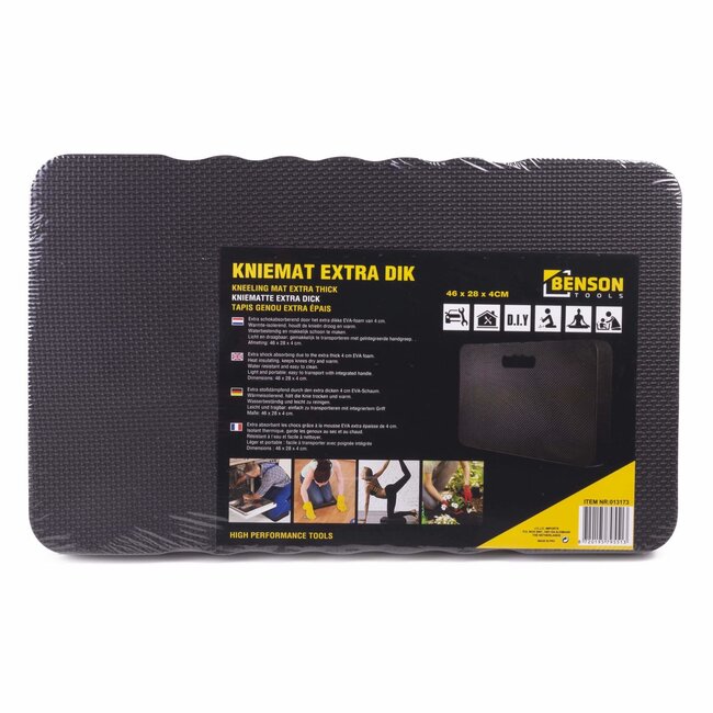 Benson Extra dikke kniemat - Schokabsorberend EVA-foam - 46 x 28 x 4 cm - Zwart