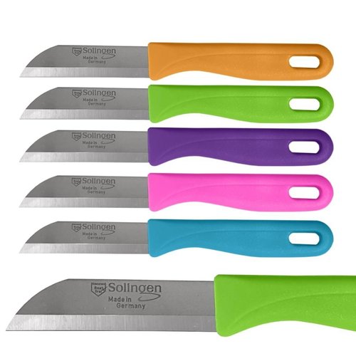 Solingen Schilmesje - RVS Glad - 16 cm met Ophangoog - Mix Kleur - 50 Stuks Solingen Schilmesje - RVS Glad - 16 cm met Ophangoog - Mix Kleur - 50 Stuks