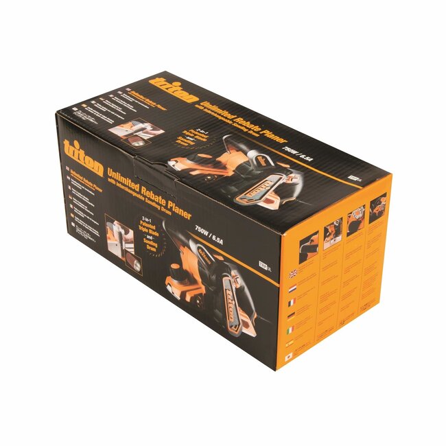 Triton elektrische schaafmachine - metaal - 82 mm breed, 3 mm diep - 17-standige dieptecontrole - grijs - 750 watt - voor hout