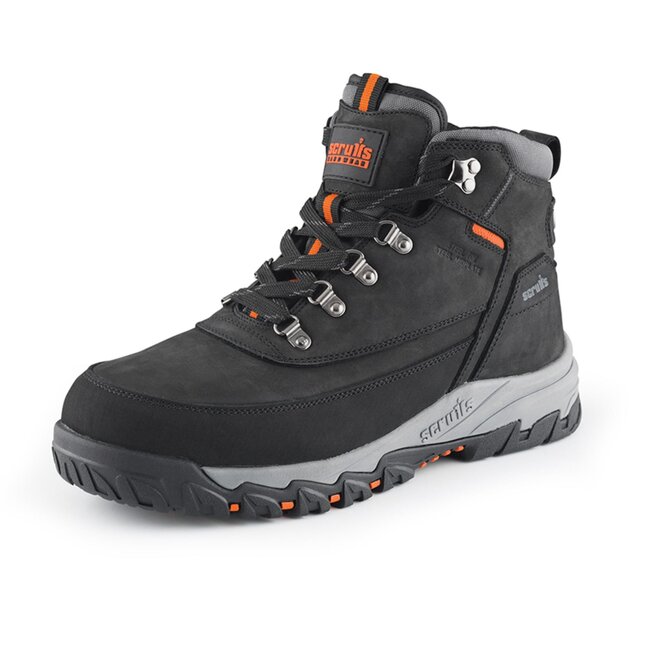 Scruffs Veiligheidsschoenen - nylon met composiet neus - maat 46 - zwart - S1P SRC - antislip, waterafstotend - bouw en magazijn