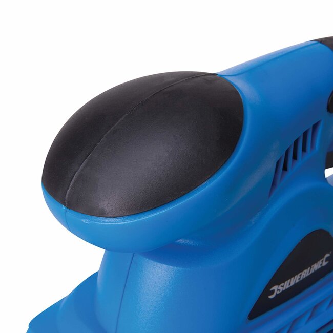 Silverline Vlakschuurmachine - aluminium zool, kunststof handgreep - 1/3 vel 90 x 187 mm - grijs - stofpoort - voor schilderwerk