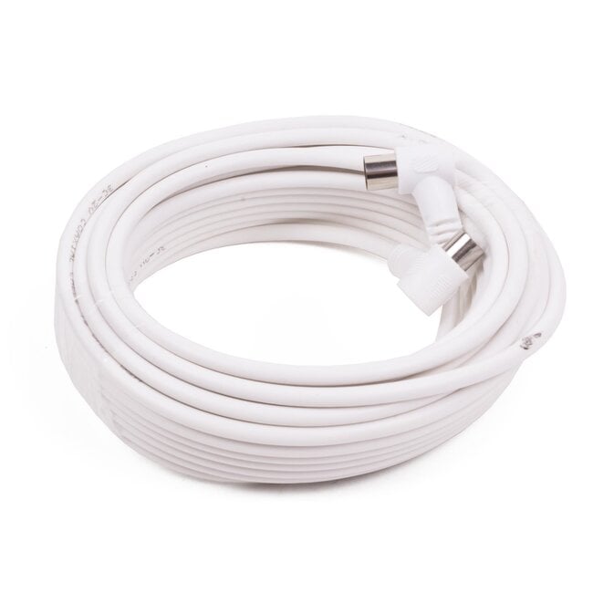 Benson Coax kabel - Haakse stekkers - 10 meter - Wit - Flexibel en duurzaam