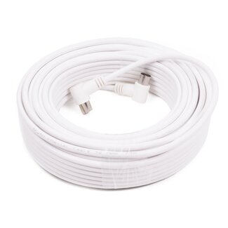 Benson Coax kabel - Haakse stekkers - 15 meter - Wit - Flexibel en duurzaam