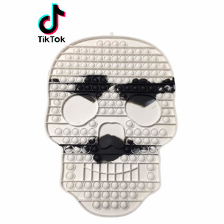 Merkloos XXL Pop It Fidget Toy - Bekend van TikTok - Skull - Black/White