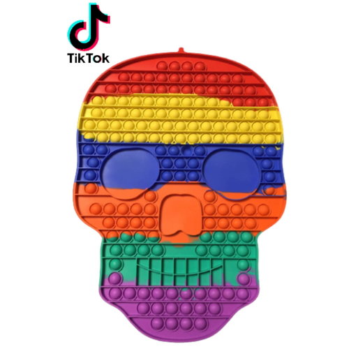 Merkloos XXL Pop It Fidget Toy - Bekend van TikTok - Skull - Rainbow Merkloos XXL Pop It Fidget Toy - Bekend van TikTok - Skull - Rainbow